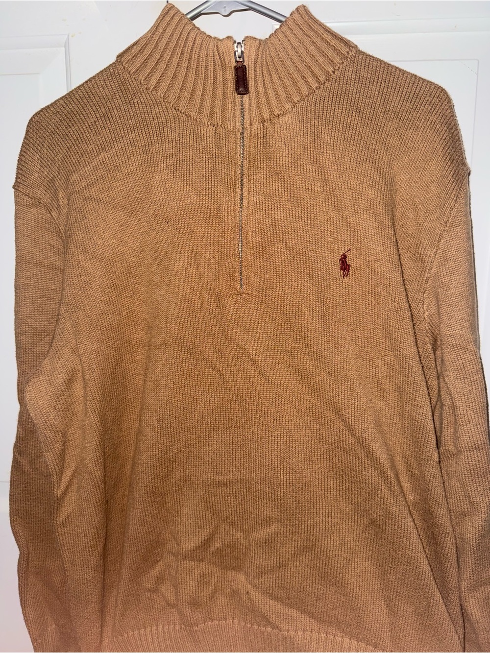 Polo by Ralph Lauren Men's Camel Tan Half-Zip Sweater